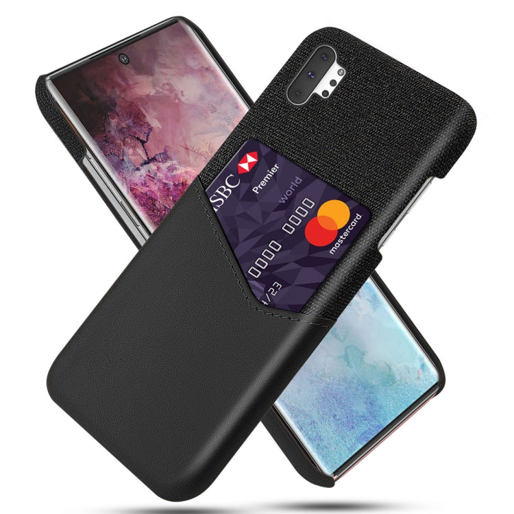 For Samsung Galaxy Note10+ Cloth Texture PC + PU Leather Back Cover Shockproof Case with Card Slot
