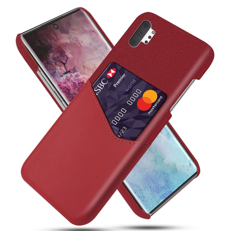 For Samsung Galaxy Note10+ Cloth Texture PC + PU Leather Back Cover Shockproof Case with Card Slot