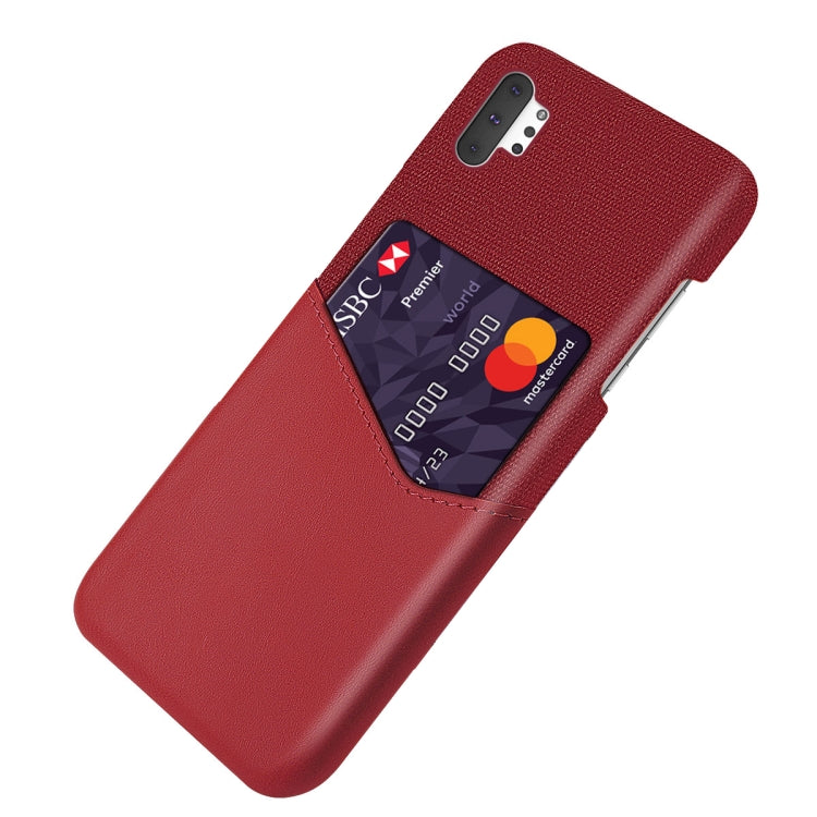 For Samsung Galaxy Note10+ Cloth Texture PC + PU Leather Back Cover Shockproof Case with Card Slot