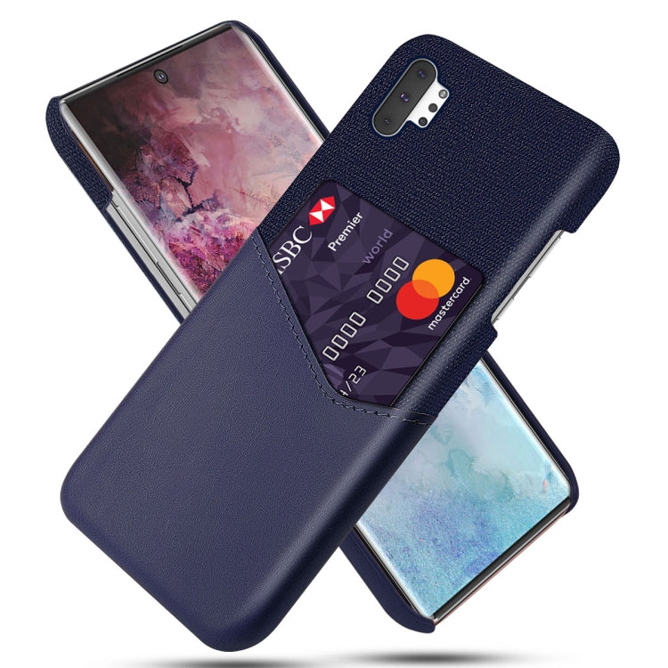 For Samsung Galaxy Note10+ Cloth Texture PC + PU Leather Back Cover Shockproof Case with Card Slot