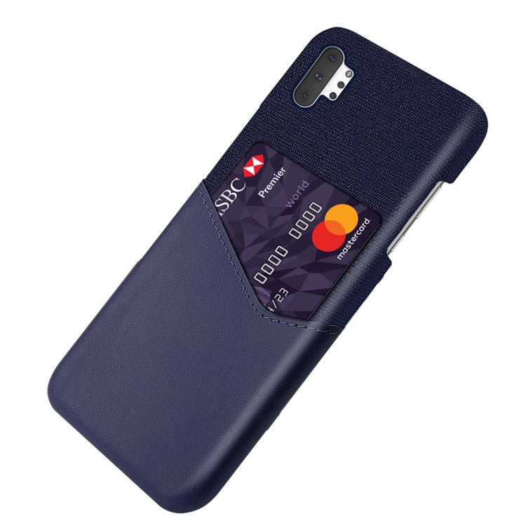 For Samsung Galaxy Note10+ Cloth Texture PC + PU Leather Back Cover Shockproof Case with Card Slot