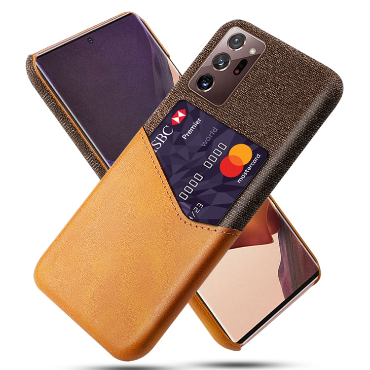 For Samsung Galaxy Note20 Ultra Cloth Texture PC + PU Leather Back Cover Shockproof Case with Card Slot