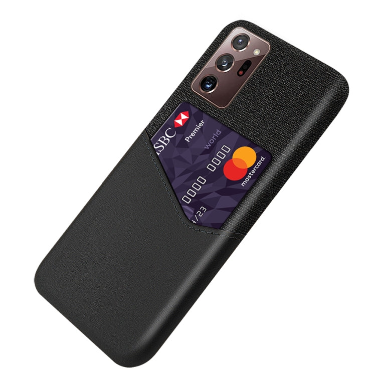 For Samsung Galaxy Note20 Ultra Cloth Texture PC + PU Leather Back Cover Shockproof Case with Card Slot