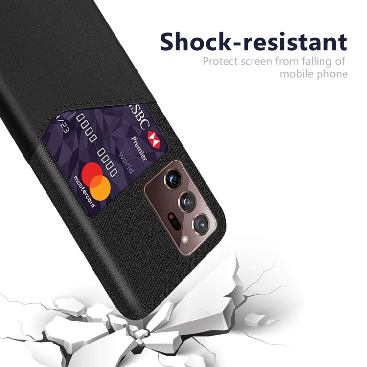For Samsung Galaxy Note20 Ultra Cloth Texture PC + PU Leather Back Cover Shockproof Case with Card Slot