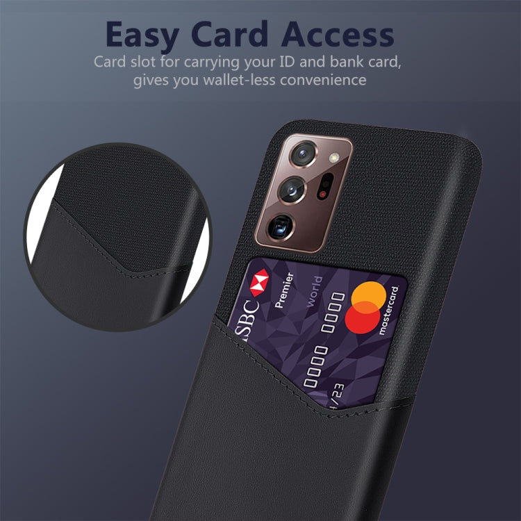 For Samsung Galaxy Note20 Ultra Cloth Texture PC + PU Leather Back Cover Shockproof Case with Card Slot