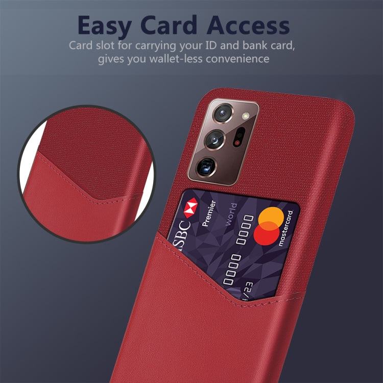 For Samsung Galaxy Note20 Ultra Cloth Texture PC + PU Leather Back Cover Shockproof Case with Card Slot