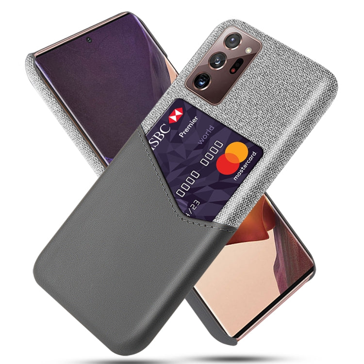 For Samsung Galaxy Note20 Ultra Cloth Texture PC + PU Leather Back Cover Shockproof Case with Card Slot