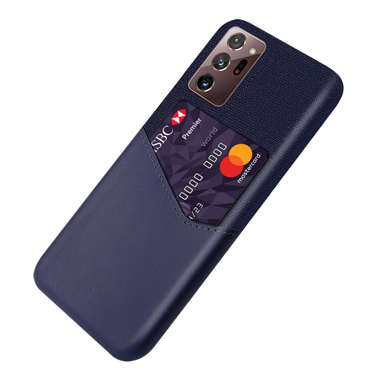 For Samsung Galaxy Note20 Ultra Cloth Texture PC + PU Leather Back Cover Shockproof Case with Card Slot