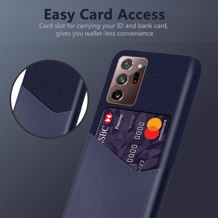 For Samsung Galaxy Note20 Ultra Cloth Texture PC + PU Leather Back Cover Shockproof Case with Card Slot