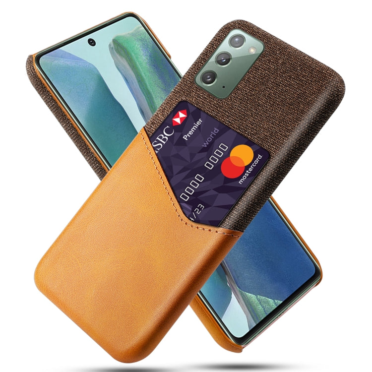 For Samsung Galaxy Note20 5G Cloth Texture PC + PU Leather Back Cover Shockproof Case with Card Slot