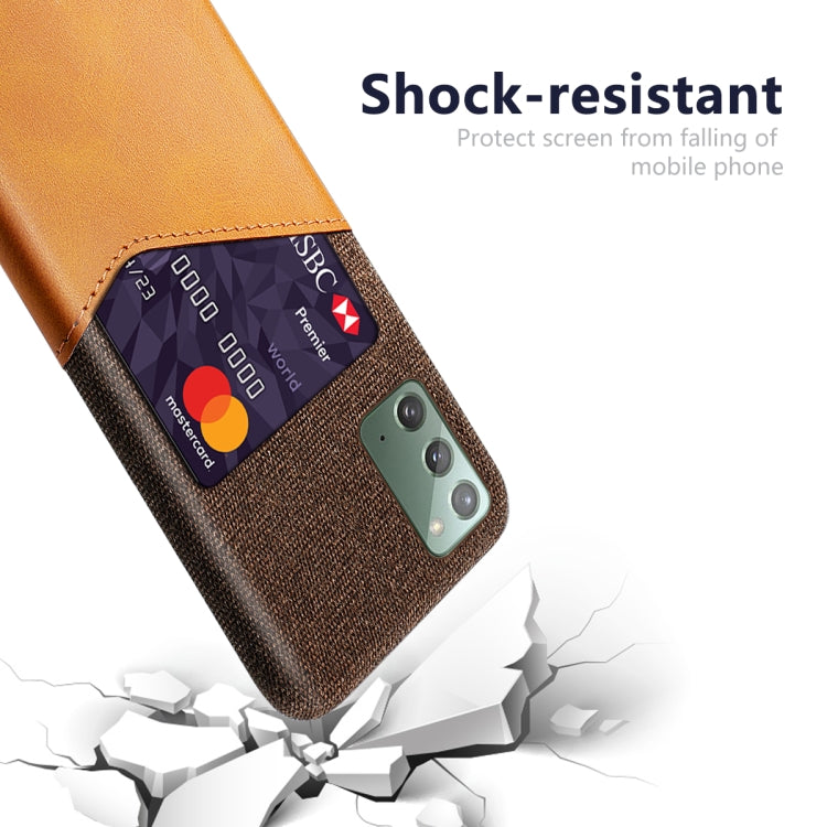 For Samsung Galaxy Note20 5G Cloth Texture PC + PU Leather Back Cover Shockproof Case with Card Slot