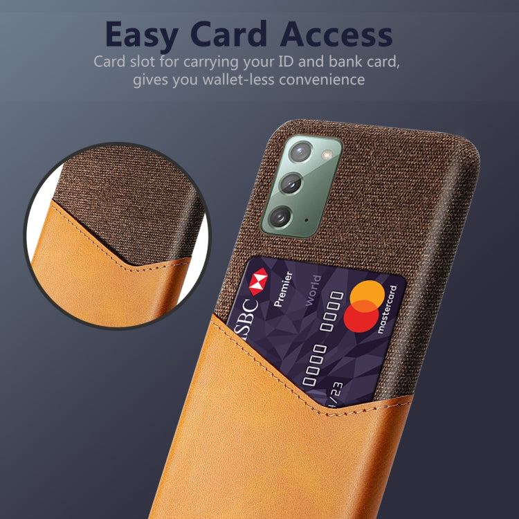 For Samsung Galaxy Note20 5G Cloth Texture PC + PU Leather Back Cover Shockproof Case with Card Slot