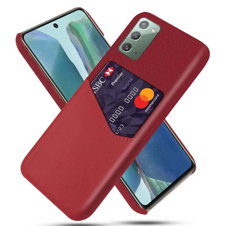 For Samsung Galaxy Note20 5G Cloth Texture PC + PU Leather Back Cover Shockproof Case with Card Slot
