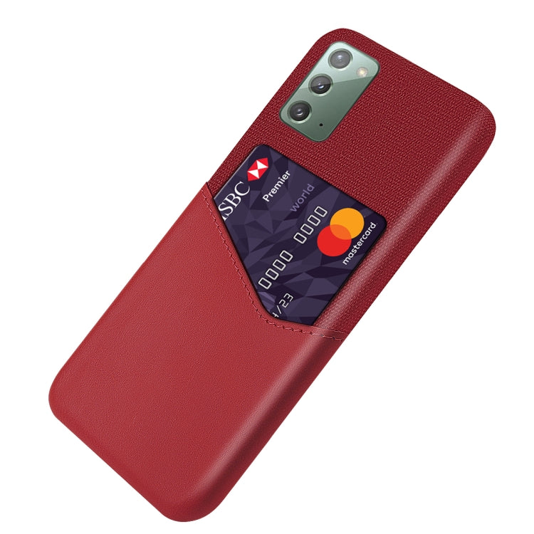 For Samsung Galaxy Note20 5G Cloth Texture PC + PU Leather Back Cover Shockproof Case with Card Slot
