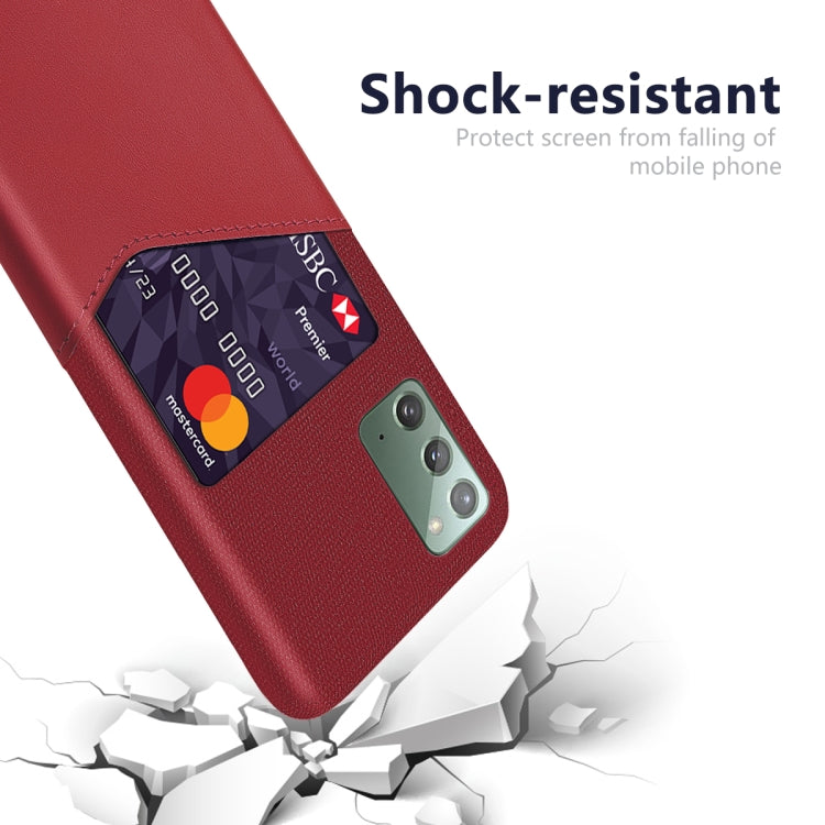 For Samsung Galaxy Note20 5G Cloth Texture PC + PU Leather Back Cover Shockproof Case with Card Slot