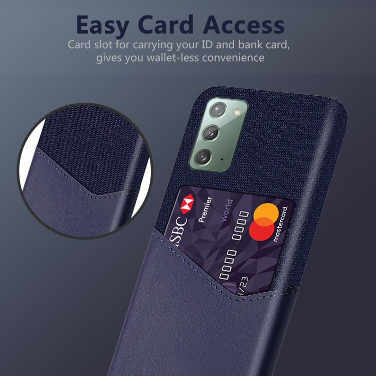 For Samsung Galaxy Note20 5G Cloth Texture PC + PU Leather Back Cover Shockproof Case with Card Slot