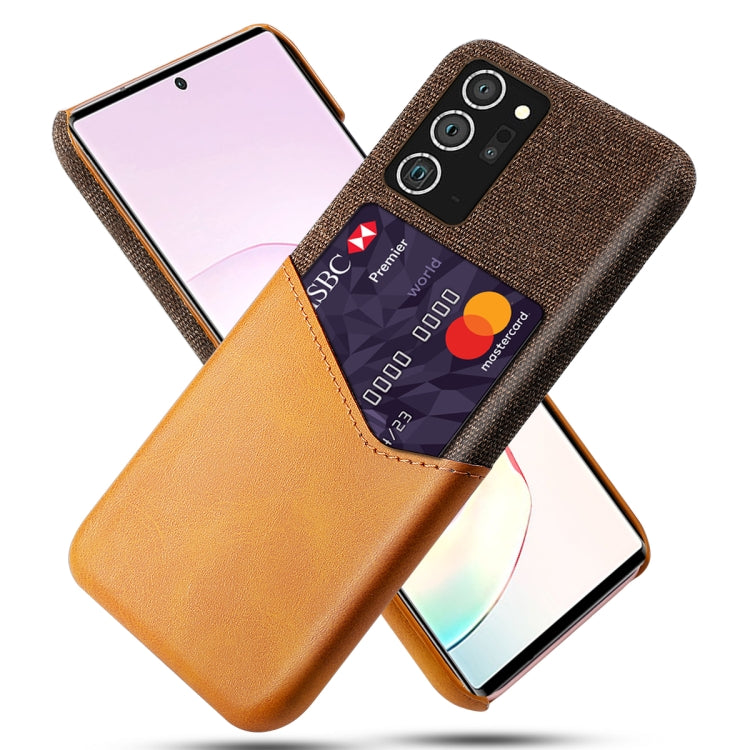 For Samsung Galaxy Note20 Ultra 5G Cloth Texture PC + PU Leather Back Cover Shockproof Case with Card Slot