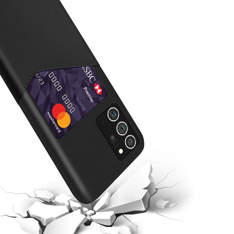 For Samsung Galaxy Note20 Ultra 5G Cloth Texture PC + PU Leather Back Cover Shockproof Case with Card Slot