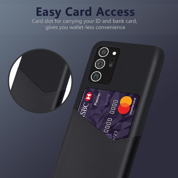 For Samsung Galaxy Note20 Ultra 5G Cloth Texture PC + PU Leather Back Cover Shockproof Case with Card Slot