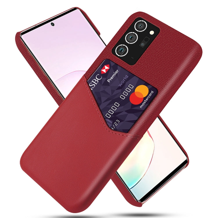 For Samsung Galaxy Note20 Ultra 5G Cloth Texture PC + PU Leather Back Cover Shockproof Case with Card Slot