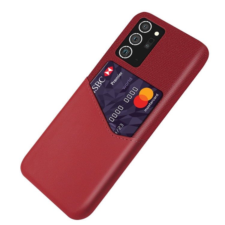 For Samsung Galaxy Note20 Ultra 5G Cloth Texture PC + PU Leather Back Cover Shockproof Case with Card Slot