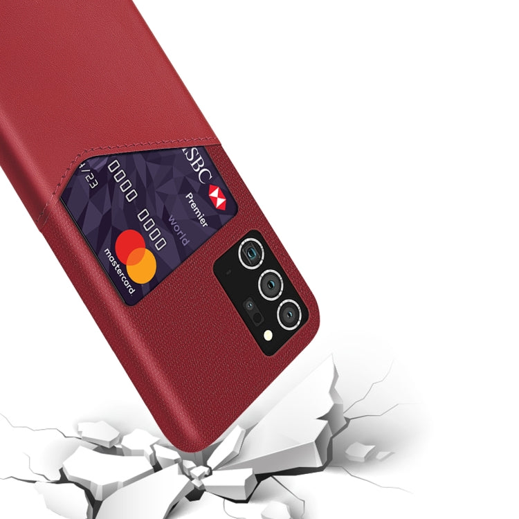 For Samsung Galaxy Note20 Ultra 5G Cloth Texture PC + PU Leather Back Cover Shockproof Case with Card Slot