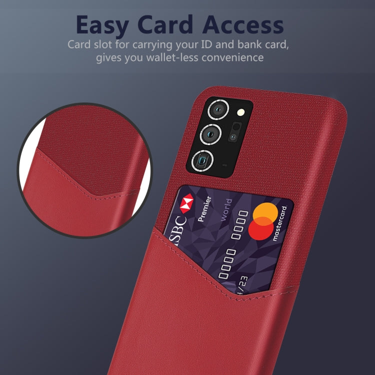 For Samsung Galaxy Note20 Ultra 5G Cloth Texture PC + PU Leather Back Cover Shockproof Case with Card Slot