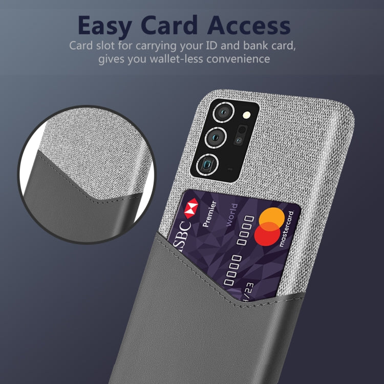For Samsung Galaxy Note20 Ultra 5G Cloth Texture PC + PU Leather Back Cover Shockproof Case with Card Slot