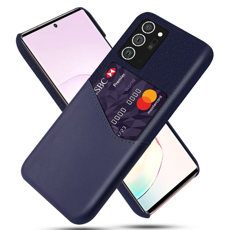 For Samsung Galaxy Note20 Ultra 5G Cloth Texture PC + PU Leather Back Cover Shockproof Case with Card Slot
