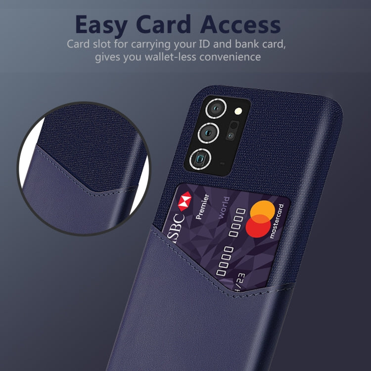 For Samsung Galaxy Note20 Ultra 5G Cloth Texture PC + PU Leather Back Cover Shockproof Case with Card Slot