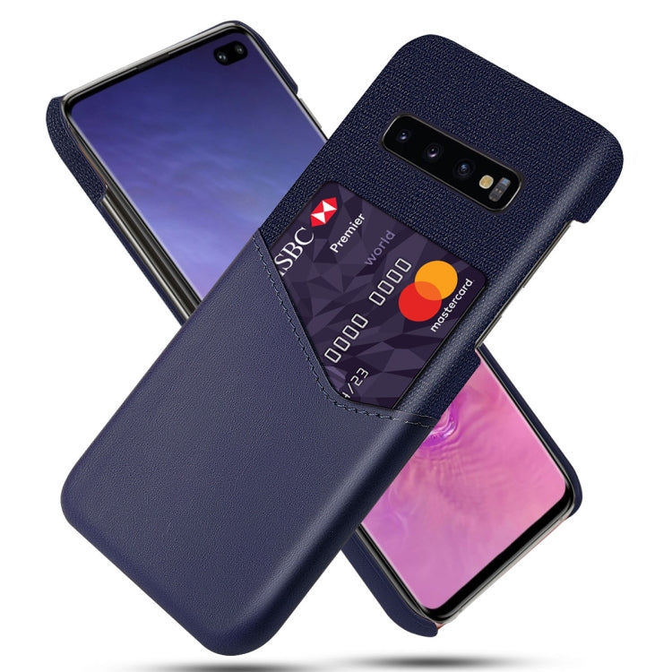 For Samsung Galaxy S10+ Cloth Texture PC + PU Leather Back Cover Shockproof Case with Card Slot