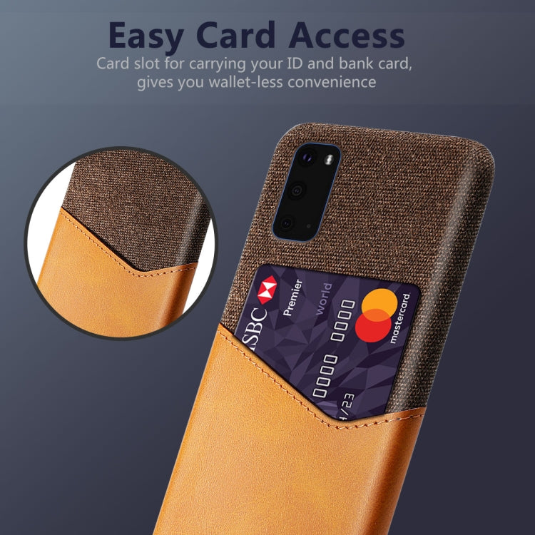For Samsung Galaxy S20 Cloth Texture PC + PU Leather Back Cover Shockproof Case with Card Slot