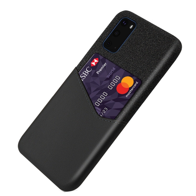 For Samsung Galaxy S20 Cloth Texture PC + PU Leather Back Cover Shockproof Case with Card Slot