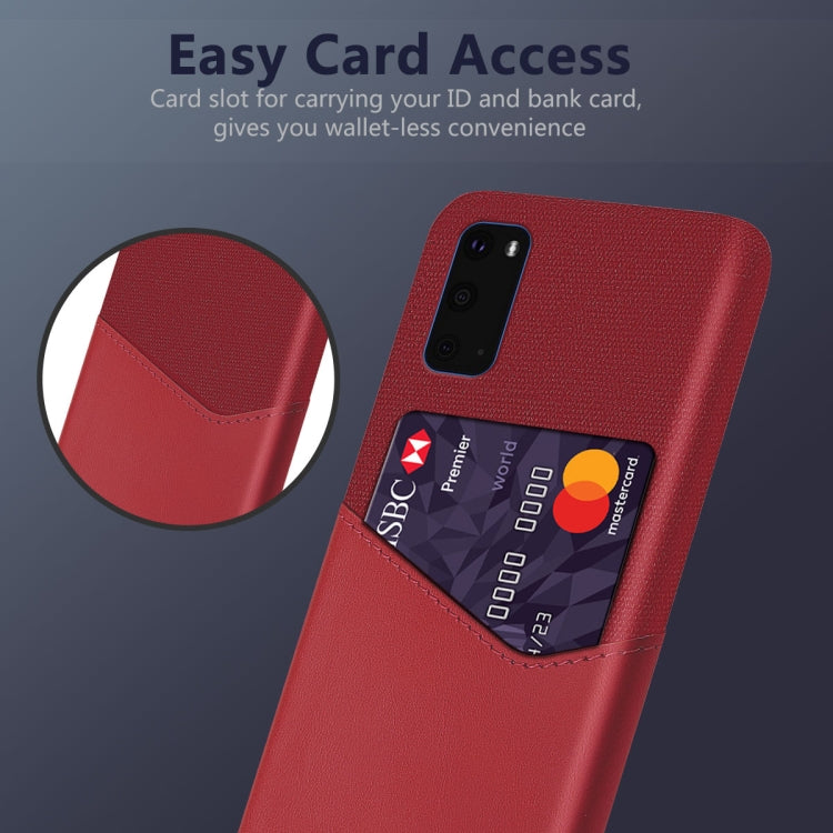 For Samsung Galaxy S20 Cloth Texture PC + PU Leather Back Cover Shockproof Case with Card Slot