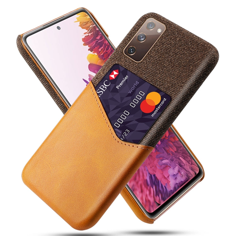 For Samsung Galaxy S20 FE 5G Cloth Texture PC + PU Leather Back Cover Shockproof Case with Card Slot