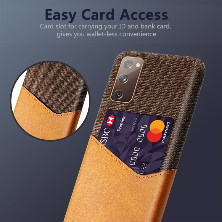 For Samsung Galaxy S20 FE 5G Cloth Texture PC + PU Leather Back Cover Shockproof Case with Card Slot