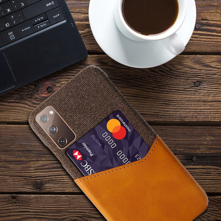 For Samsung Galaxy S20 FE 5G Cloth Texture PC + PU Leather Back Cover Shockproof Case with Card Slot