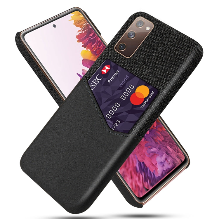 For Samsung Galaxy S20 FE 5G Cloth Texture PC + PU Leather Back Cover Shockproof Case with Card Slot