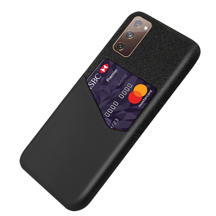 For Samsung Galaxy S20 FE 5G Cloth Texture PC + PU Leather Back Cover Shockproof Case with Card Slot