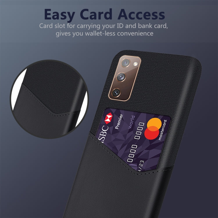 For Samsung Galaxy S20 FE 5G Cloth Texture PC + PU Leather Back Cover Shockproof Case with Card Slot