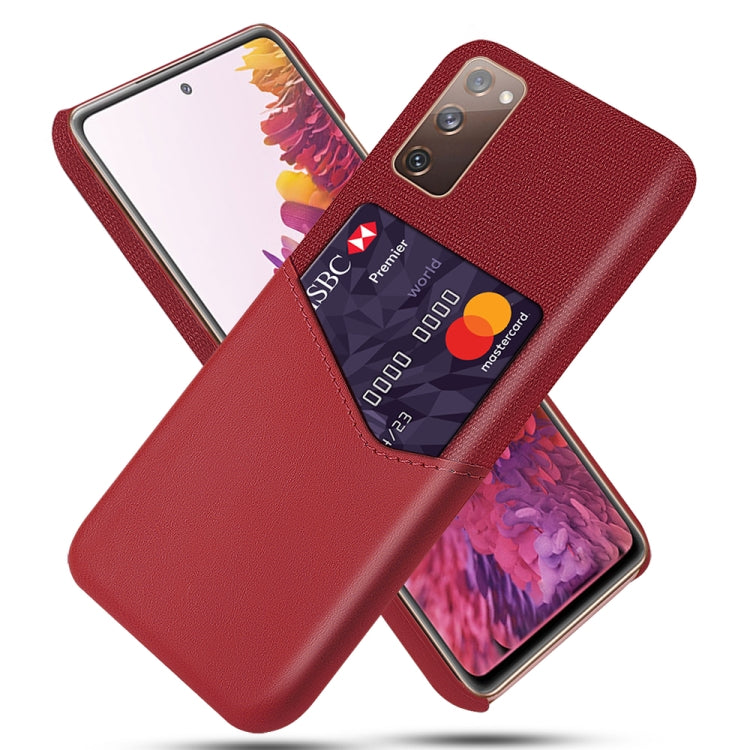 For Samsung Galaxy S20 FE 5G Cloth Texture PC + PU Leather Back Cover Shockproof Case with Card Slot