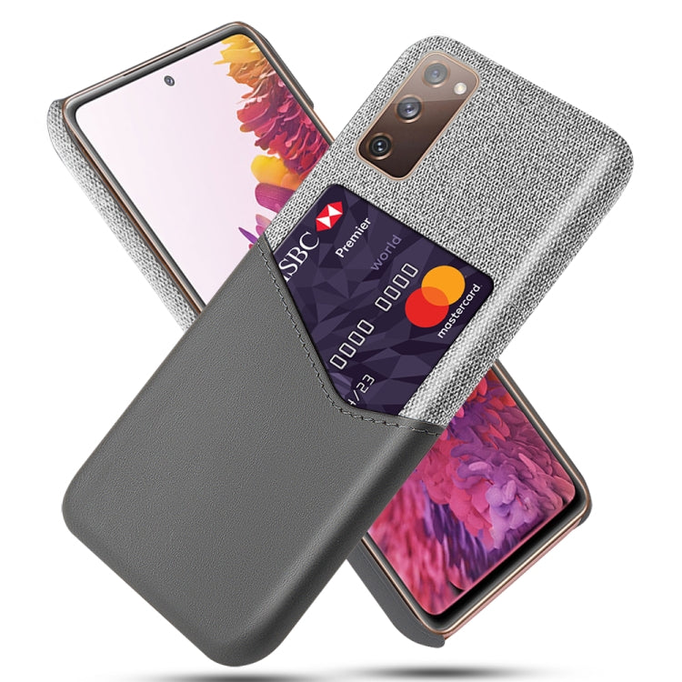 For Samsung Galaxy S20 FE 5G Cloth Texture PC + PU Leather Back Cover Shockproof Case with Card Slot