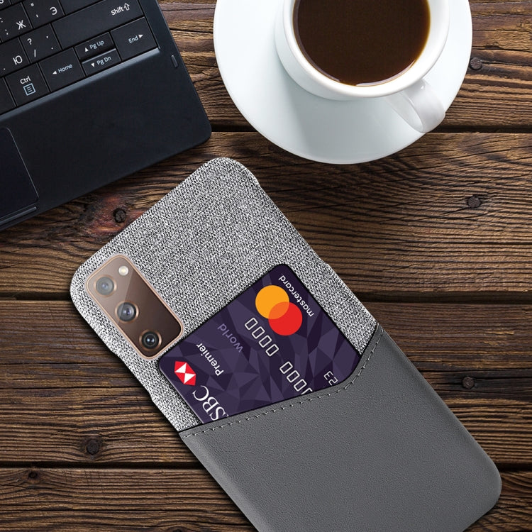 For Samsung Galaxy S20 FE 5G Cloth Texture PC + PU Leather Back Cover Shockproof Case with Card Slot