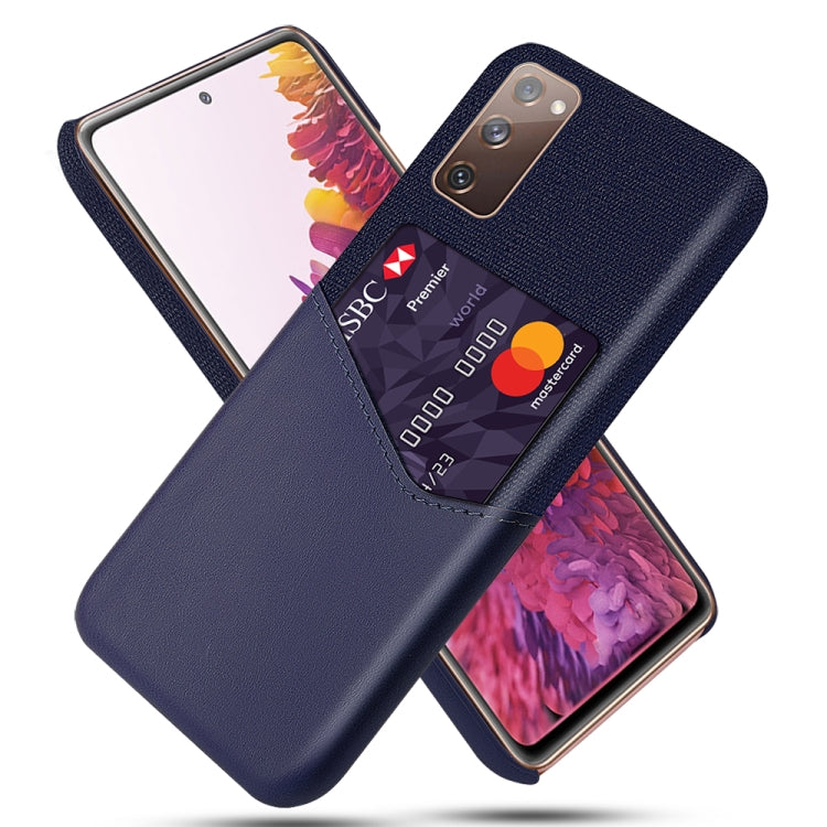 For Samsung Galaxy S20 FE 5G Cloth Texture PC + PU Leather Back Cover Shockproof Case with Card Slot