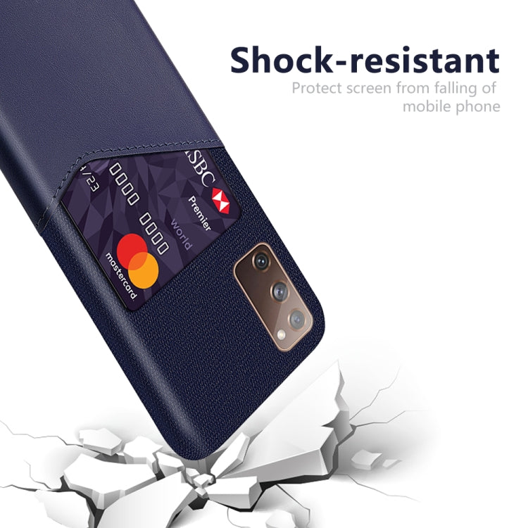 For Samsung Galaxy S20 FE 5G Cloth Texture PC + PU Leather Back Cover Shockproof Case with Card Slot