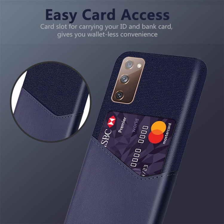 For Samsung Galaxy S20 FE 5G Cloth Texture PC + PU Leather Back Cover Shockproof Case with Card Slot