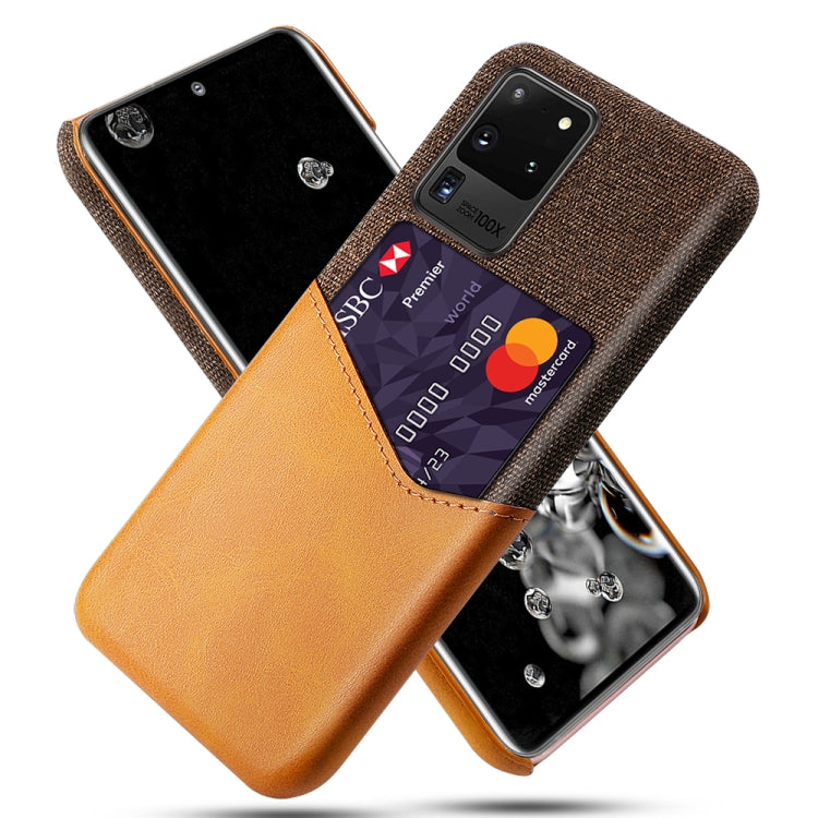 For Samsung Galaxy S20 Ultra Cloth Texture PC + PU Leather Back Cover Shockproof Case with Card Slot