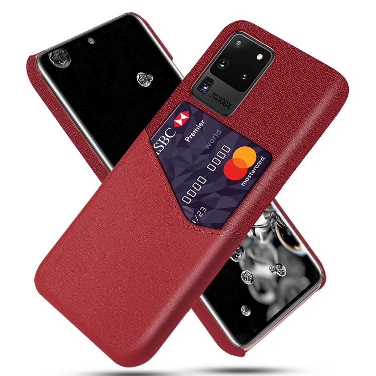 For Samsung Galaxy S20 Ultra Cloth Texture PC + PU Leather Back Cover Shockproof Case with Card Slot