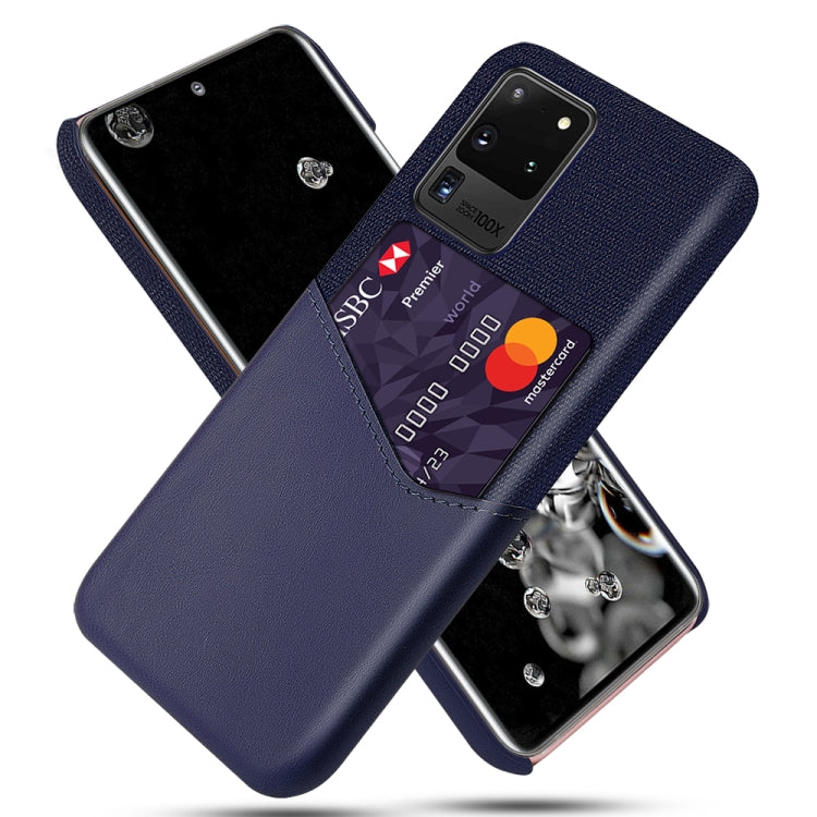 For Samsung Galaxy S20 Ultra Cloth Texture PC + PU Leather Back Cover Shockproof Case with Card Slot