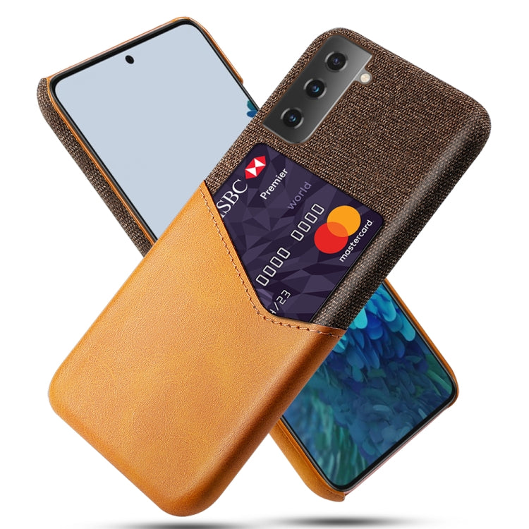 For Samsung Galaxy S21+ 5G Cloth Texture PC + PU Leather Back Cover Shockproof Case with Card Slot